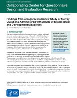 Findings from a Cognitive Interview Study of Survey Questions Administered with Adults with Intellectual and Development Disabilities