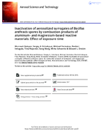 Inactivation of aerosolized surrogates of Bacillus anthracis spores by combustion products of aluminum and magnesiumbased reactive materials effect of exposure time
