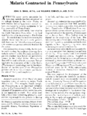 Malaria contracted in Pennsylvania