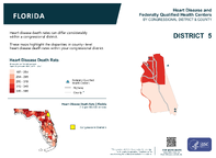 FL Congressional District 05 Heart Disease and Federally Qualified Health Centers Map 118th Congress