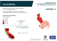 CA Congressional District 04 Heart Disease and Federally Qualified Health Centers Map 118th Congress