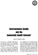 Environmental Quality And The Community Health Educator