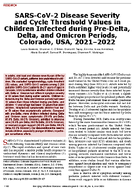 SARSCoV2 Disease Severity and Cycle Threshold Values in Children Infected during PreDelta Delta and Omicron Periods Colorado USA 20212022