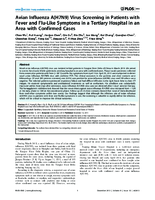Avian Influenza AH7N9 Virus Screening in Patients with Fever and FluLike Symptoms in a Tertiary Hospital in an Area with Confirmed Cases