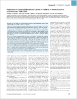 Reduction of Elevated Blood Lead Levels in Children in North Carolina and Vermont 19961999