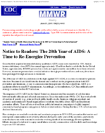 The 20th Year of AIDS  a Time to Reenergize Prevention