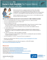 Doctors Visit Checklist For Pregnant Women Living in an Area with Zika March 14 2016