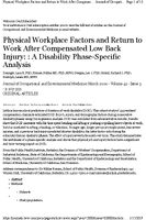 Physical Workplace Factors and Return to Work After Compensated Low Back Injury A Disability PhaseSpecific Analysis