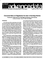 Characteristics of Registered Nurses in Nursing Homes Preliminary Data From the 1985 National Nursing Home Survey