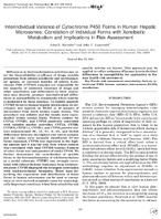 Interindividual Variance of Cytochrome P450 Forms in Human Hepatic Microsomes Correlation of Individual Forms with Xenobiotic Metabolism and Implications in Risk Assessment