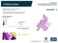 PA Congressional District 08 Stroke and Federally Qualified Health Centers Map 118th Congress