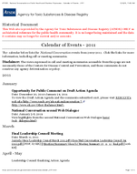 National Conversation on Public Health and Chemical Exposures Calendar of Events  2011