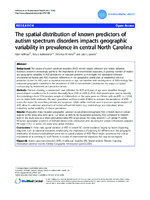 The spatial distribution of known predictors of autism spectrum disorders impacts geographic variability in prevalence in central North Carolina