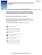 Obstacles and Solutions to Implementing Job Hazard Analysis in Construction A Case Study