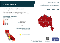 CA Congressional District 22 Heart Disease and Federally Qualified Health Centers Map 118th Congress