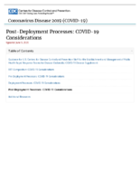 Guidance for US Centers for Disease Control and Prevention Staff for the Establishment and Management of Public Health Rapid Response Teams for Disease Outbreaks Part 5 COVID19 Disease Supplement PostDeployment Processes COVID19 Considerations