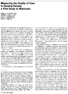 Measuring the quality of care in nursing homes a pilot study in Wisconsin