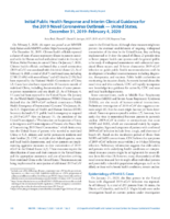 Initial Public Health Response and Interim Clinical Guidance for the 2019 Novel Coronavirus Outbreak  United States December 31 2019February 4 2020