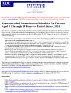 Recommended immunization schedules for persons aged 0 through 18 years  United States 2009