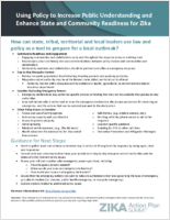 Using policy to increase public understanding and enhance state and community readiness for Zika