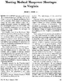 Meeting Medical Manpower Shortages In Virginia