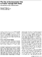 The use of socioeconomic data to predict teenage birth rates An exploratory study in Massachusetts