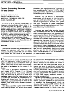 Cancer Screening Services For The Elderly