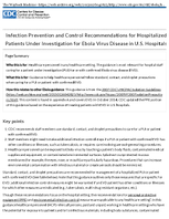 Infection Prevention and Control Recommendations for Hospitalized Patients Under Investigation for Ebola Virus Disease in US Hospitals 2015