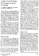 Capillary tube technique for serologic screening of syphilis