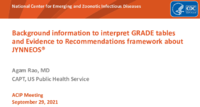 Background information to interpret GRADE tables and evidence to recommendations framework about JYNNEOS