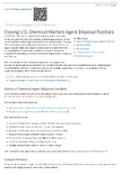 Chemical Weapons Elimination Closing US Chemical Warfare Agent Disposal Facilities