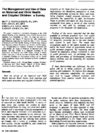 The Management And Use Of Data On Maternal And Child Health And Crippled Children A Survey