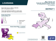 LA Congressional District 01 Stroke and Federally Qualified Health Centers Map 119th Congress