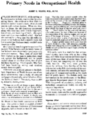 Primary needs in occupational health