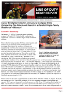 Career Firefighter Killed in a Structural Collapse While Conducting Fire Attack and Search in a Derelict SingleFamily Residence  Missouri