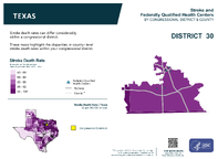 TX Congressional District 30 Stroke and Federally Qualified Health Centers Map 118th Congress