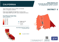 CA Congressional District 09 Heart Disease and Federally Qualified Health Centers Map 118th Congress