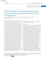 Safety Leadership Training Effectiveness Evaluation on Behavior Change Among LargeHerd US Dairy Farm Supervisors