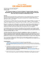 CDC expands guidance for travel and testing of pregnant women women of reproductive age and their partners for Zika virus infection related to mosquitoborne Zika virus transmission in MiamiDade Florida