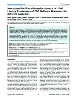 How Accessible Was Information about H1N1 Flu Literacy Assessments of CDC Guidance Documents for Different Audiences