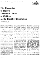 Diet counseling to improve hematocrit values of children on the Blackfeet Reservation
