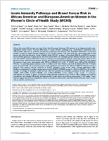 Innate Immunity Pathways and Breast Cancer Risk in African American and EuropeanAmerican Women in the Womens Circle of Health Study WCHS