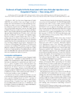 Outbreak of Septic Arthritis Associated with IntraArticular Injections at an Outpatient Practice  New Jersey 2017
