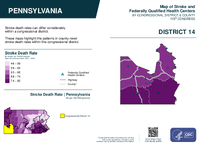PA Congressional District 14 Stroke and Federally Qualified Health Centers Map 119th Congress