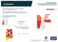 AL Congressional District 01 Heart Disease and Federally Qualified Health Centers Map 118th Congress