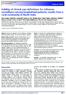 Validity of clinical case definitions for influenza surveillance among hospitalized patients results from a rural community in North India