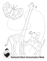 National Infant Immunization Week coloring sheet  giraffe