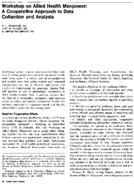 Workshop On Allied Health Manpower A Cooperative Approach To Data Collection And Analysis
