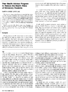 Peer health advisor program to reduce the health risks of university students