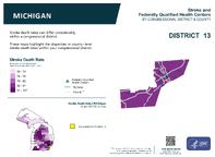 MI Congressional District 13 Stroke and Federally Qualified Health Centers Map 118th Congress
